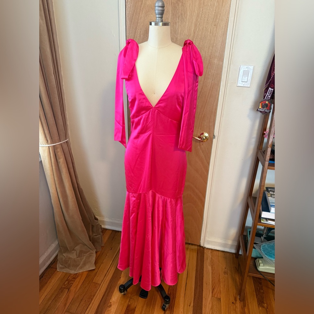 Rotate Birger Christensen bow detailed satin midi dress